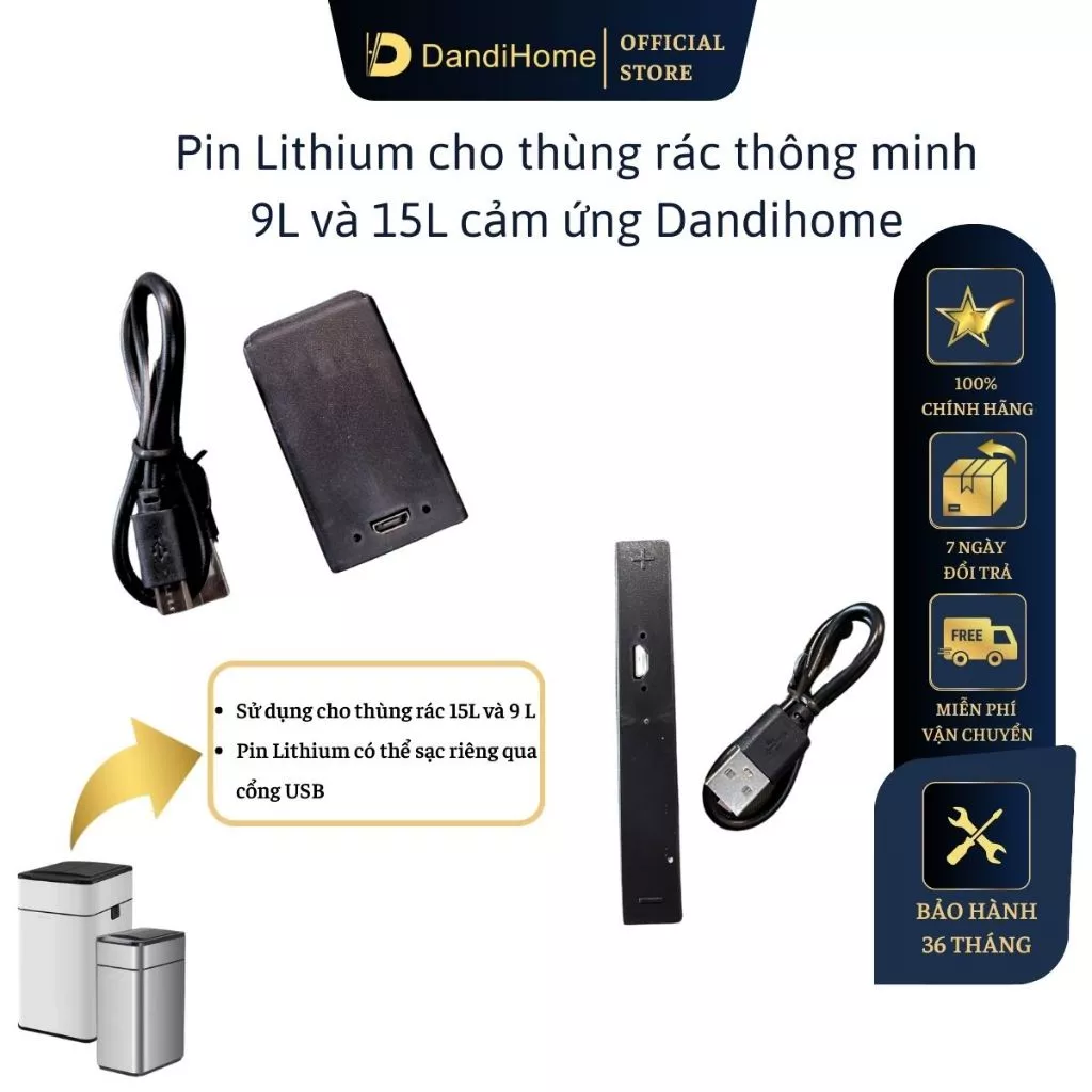 Pin thùng rác cảm biến
